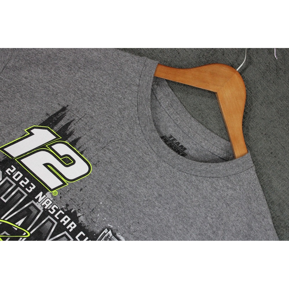 Team Penske Ryan Blaney 2023 NASCAR Cup Series Champion Gray T-Shirt Large #12